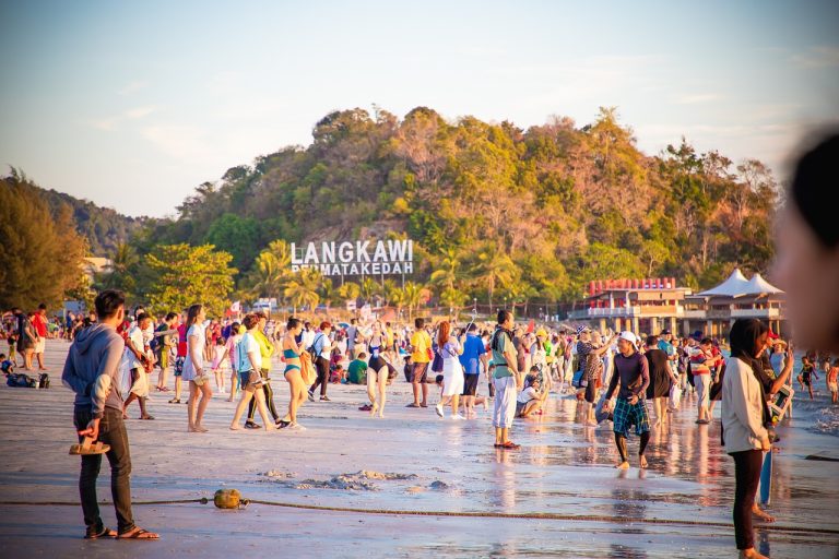 beach, crowds, corona, virus, contagious, vacations, relax, sunset, malaysia, langkawi, cenang, nature, mood, people