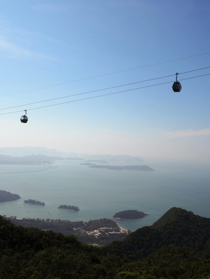 pexels-photo-33685658-33685658 Stunning aerial view of Langkawi's islands and gondola ride, featuring clear blue skies.